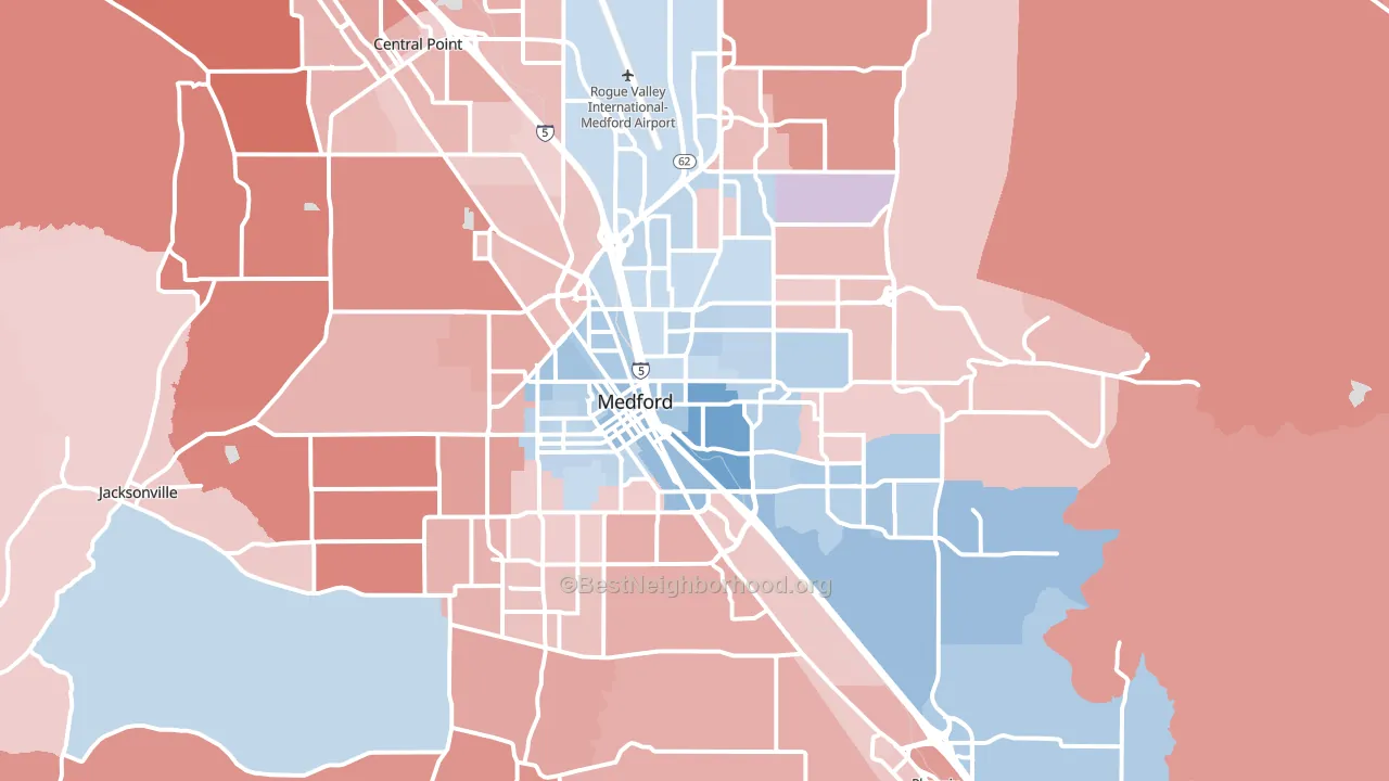 Medford, OR block-group political-lean map