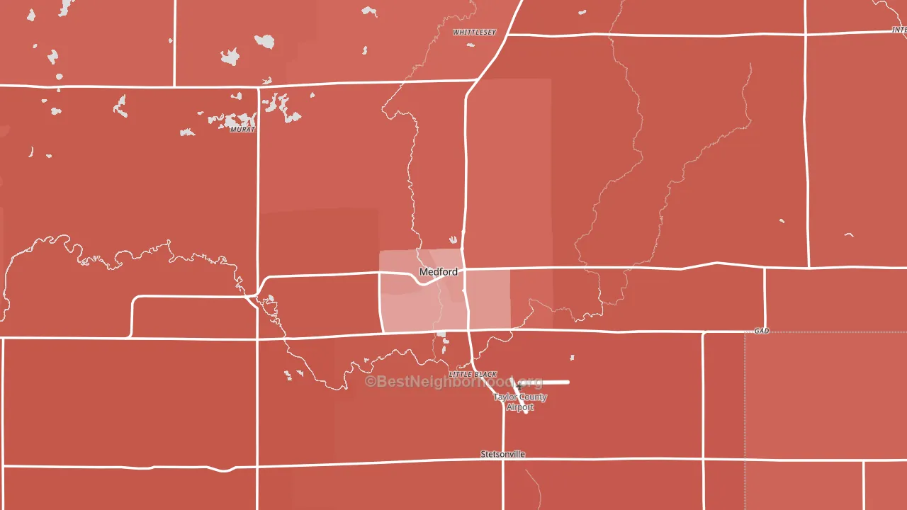 Medford, WI block-group political-lean map
