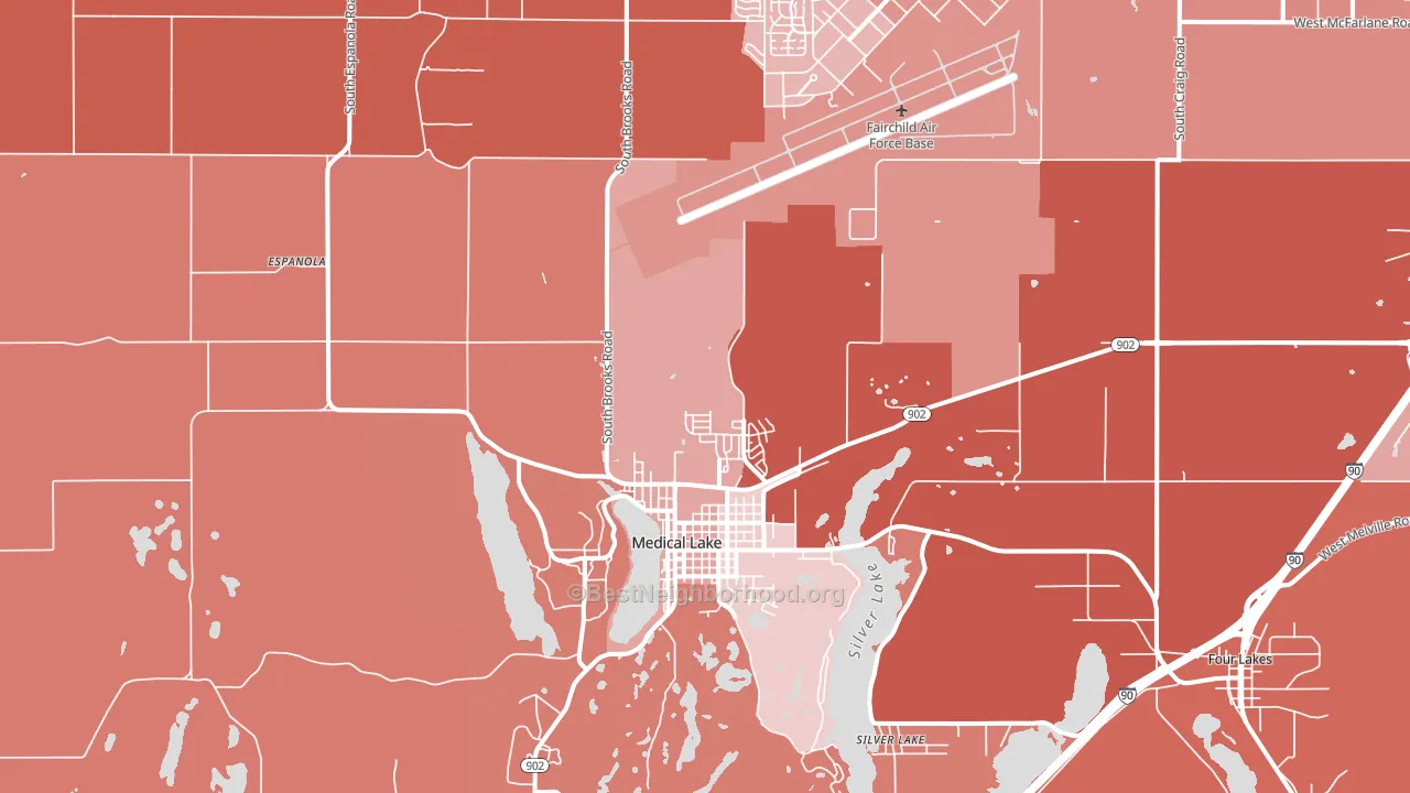 Medical Lake, WA block-group political-lean map