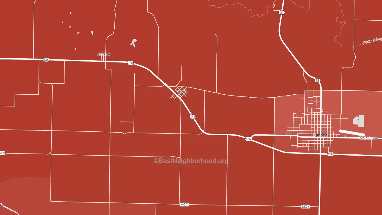 Medill, MO block-group political-lean map