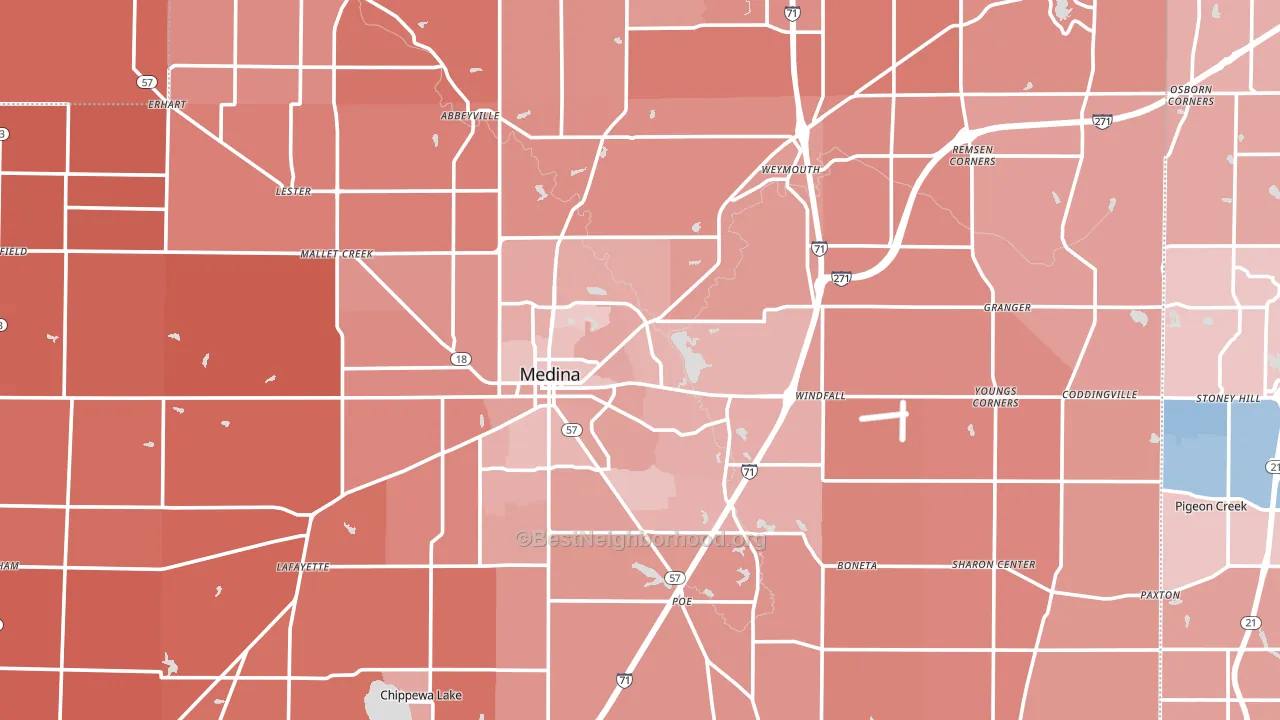 Medina County, OH block-group political-lean map