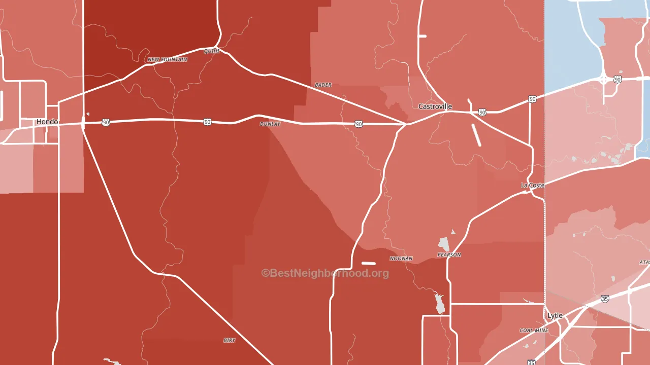 Medina County, TX block-group political-lean map