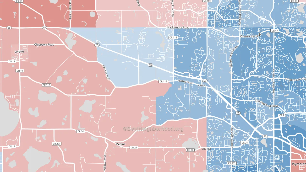 Medina, MN block-group political-lean map