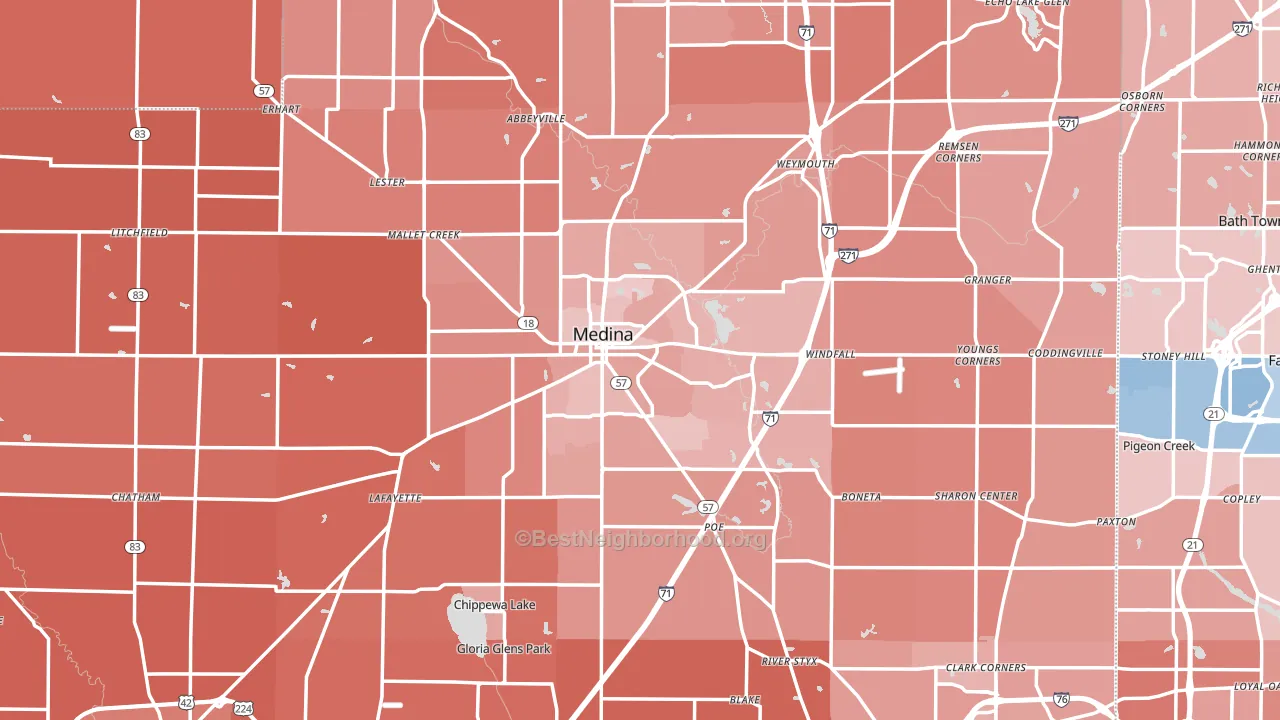 Medina, OH block-group political-lean map