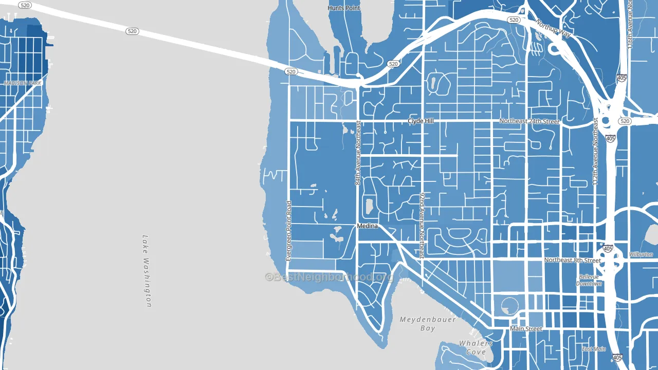 Medina, WA block-group political-lean map