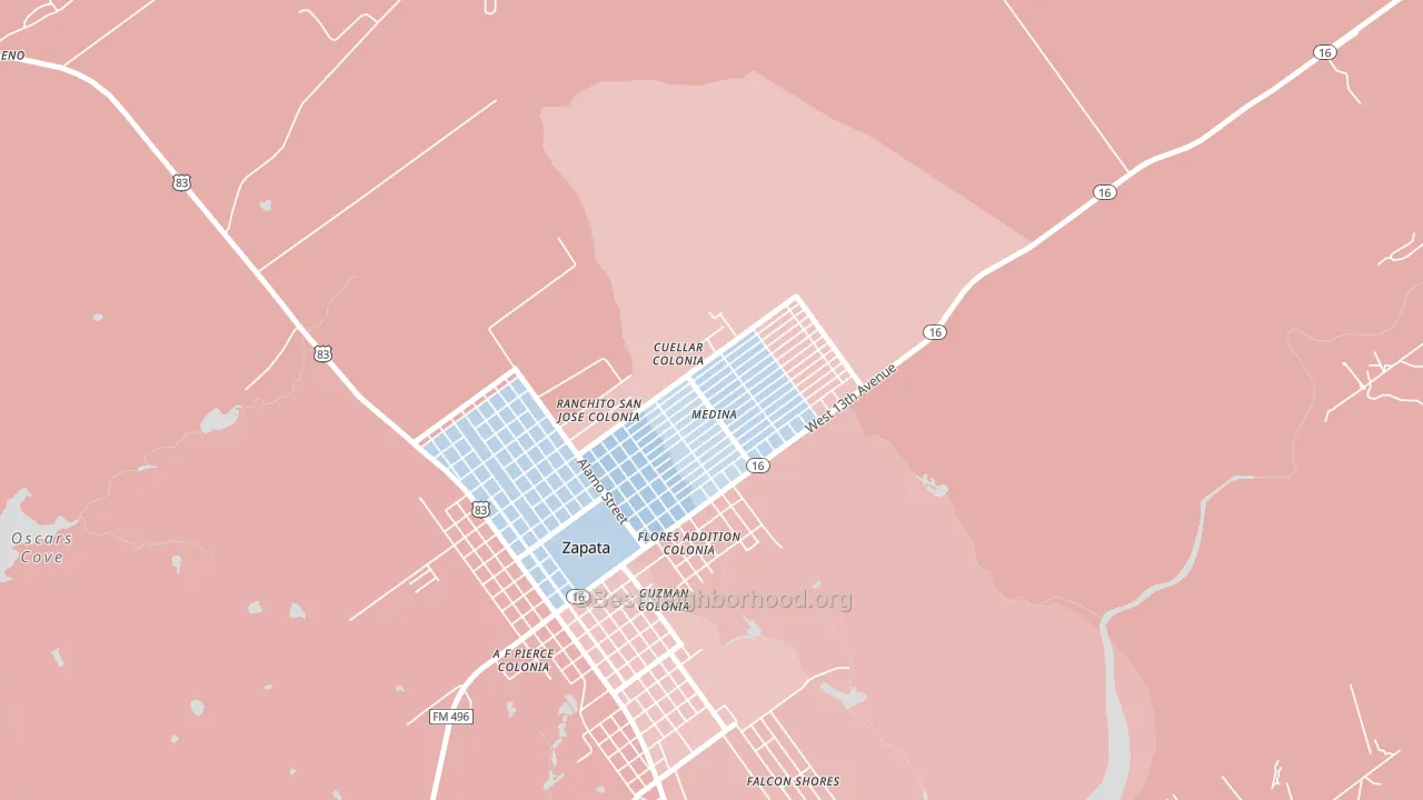 Medina, Zapata, TX block-group political-lean map
