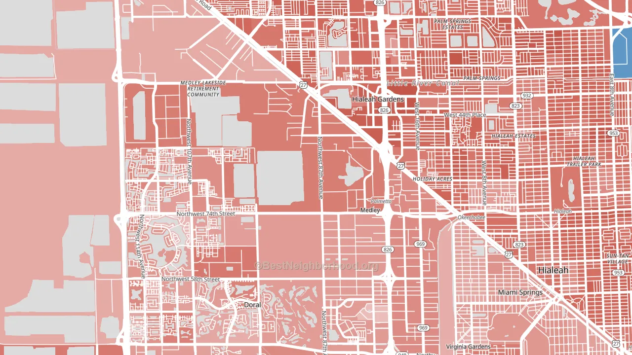 Medley, FL block-group political-lean map