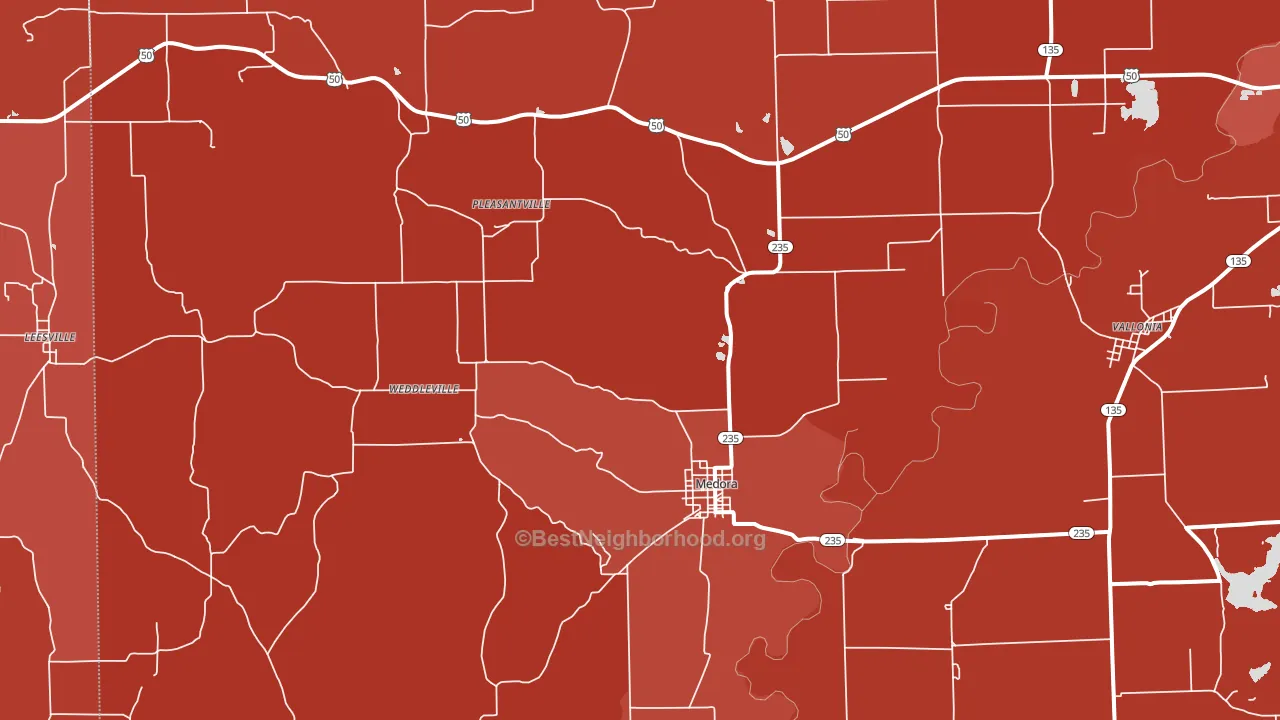 Medora, IN block-group political-lean map