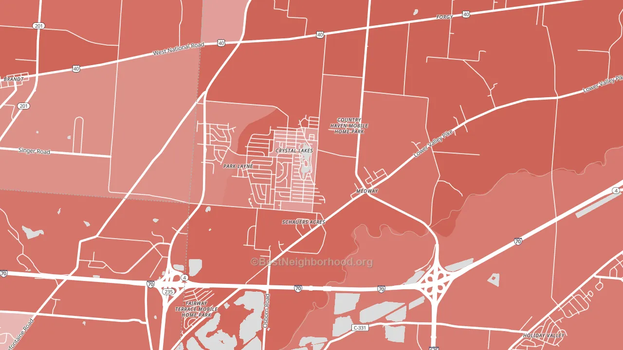 Medway, OH block-group political-lean map