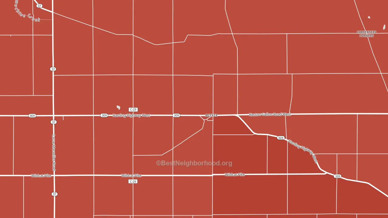 Meeker, OH block-group political-lean map