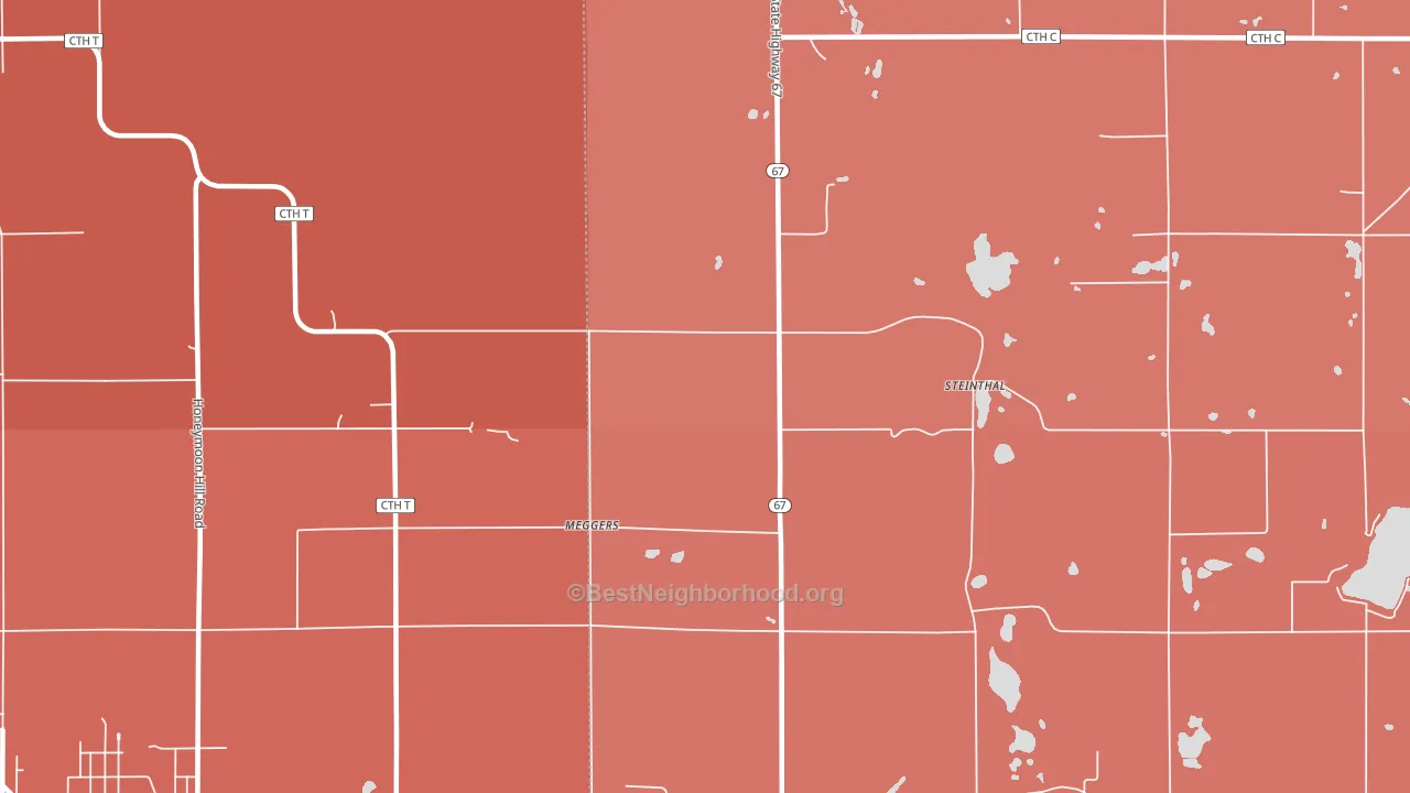 Meggers, WI block-group political-lean map