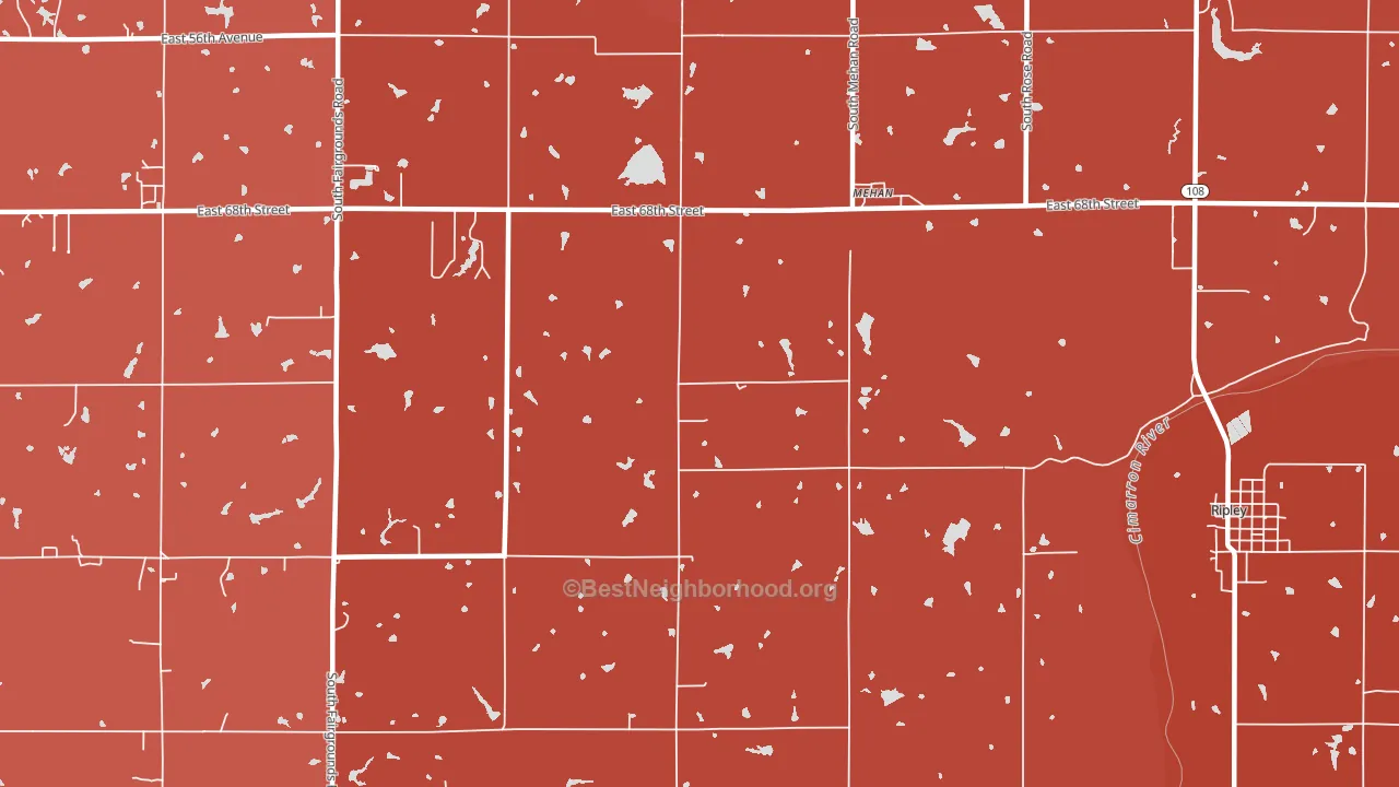 Mehan, OK block-group political-lean map