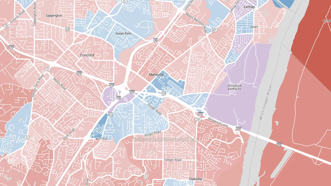 Mehlville, MO block-group political-lean map