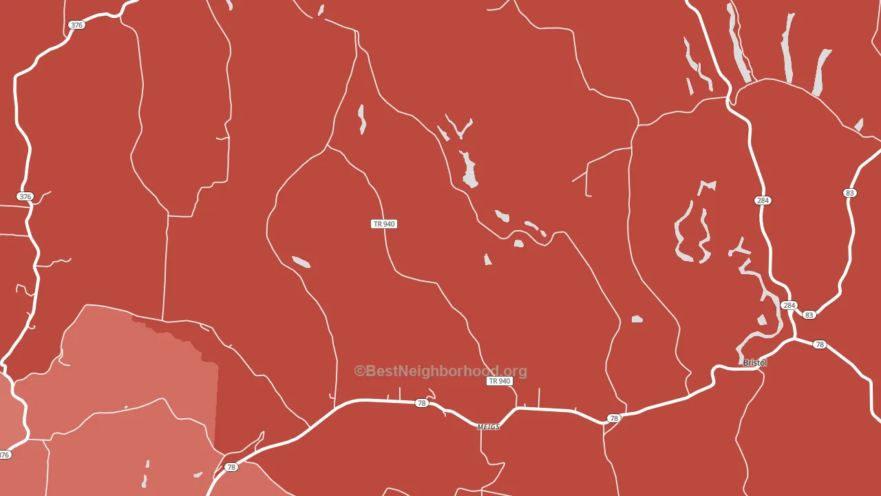 Meigs, OH block-group political-lean map