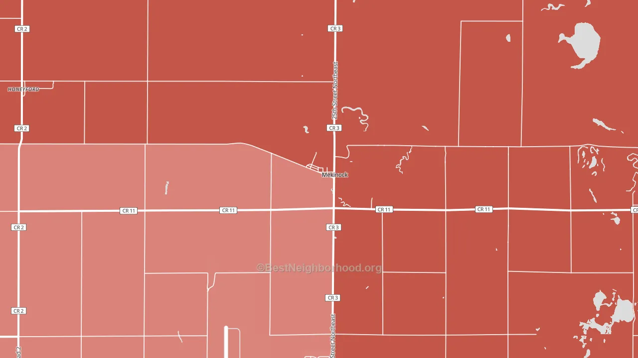 Mekinock, ND block-group political-lean map