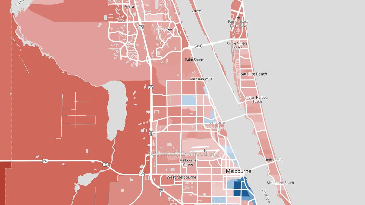 Melbourne, FL block-group political-lean map