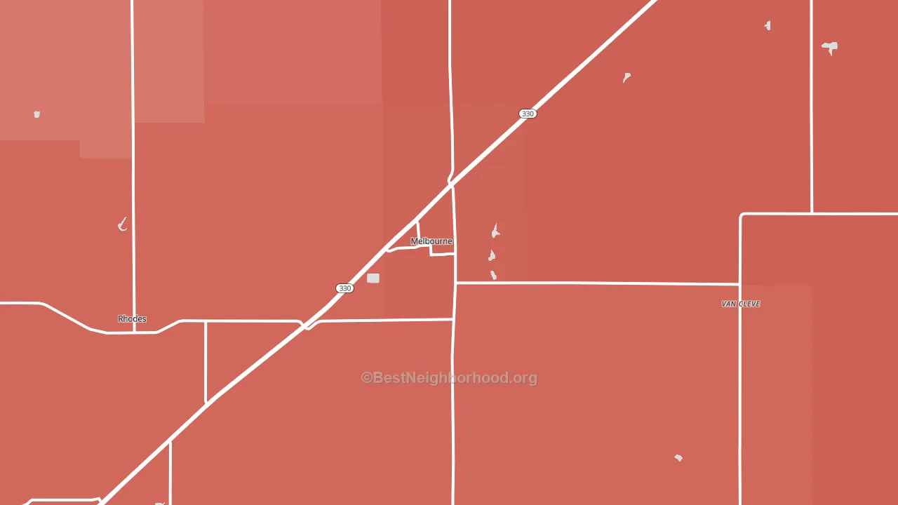 Melbourne, IA block-group political-lean map