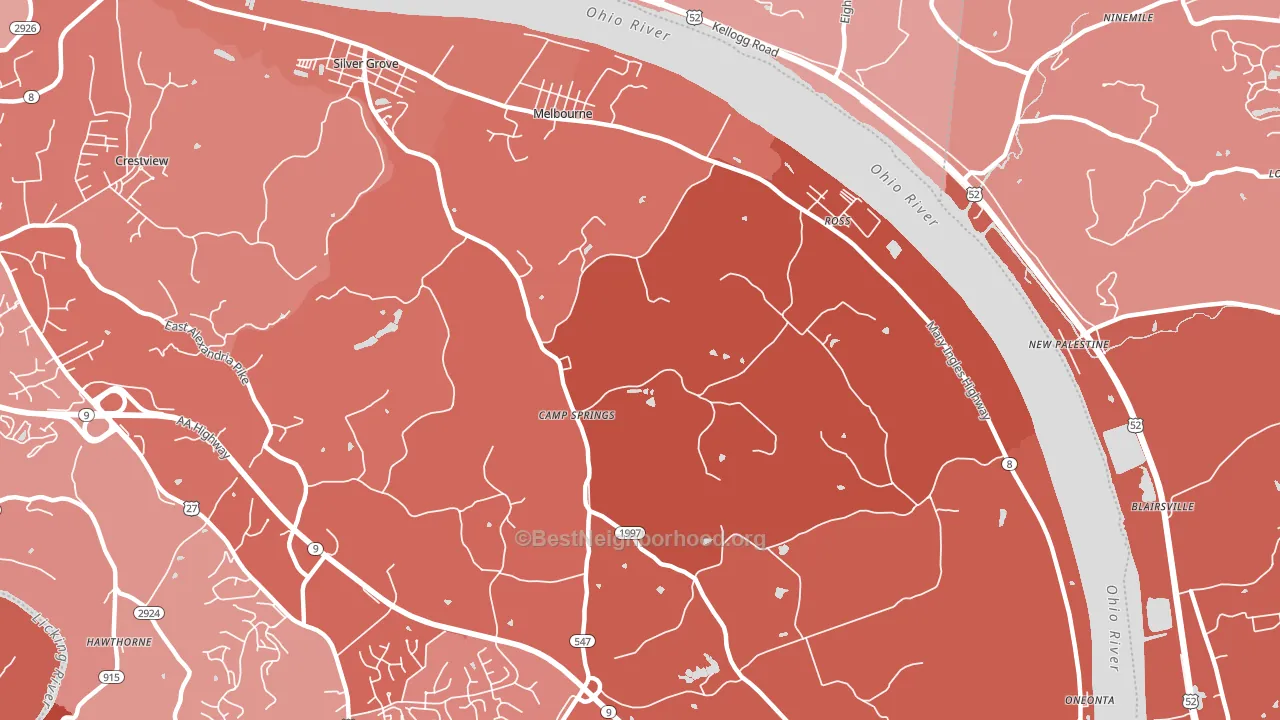Melbourne, KY block-group political-lean map