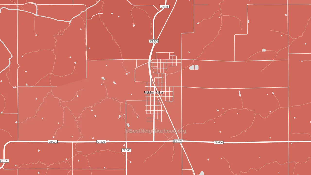 Melcher-Dallas, IA block-group political-lean map