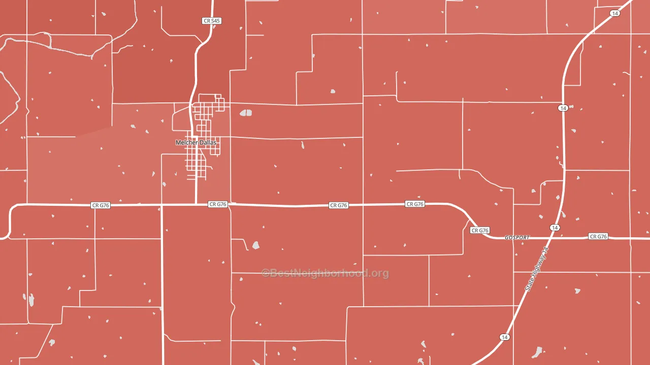 Melcher, IA block-group political-lean map