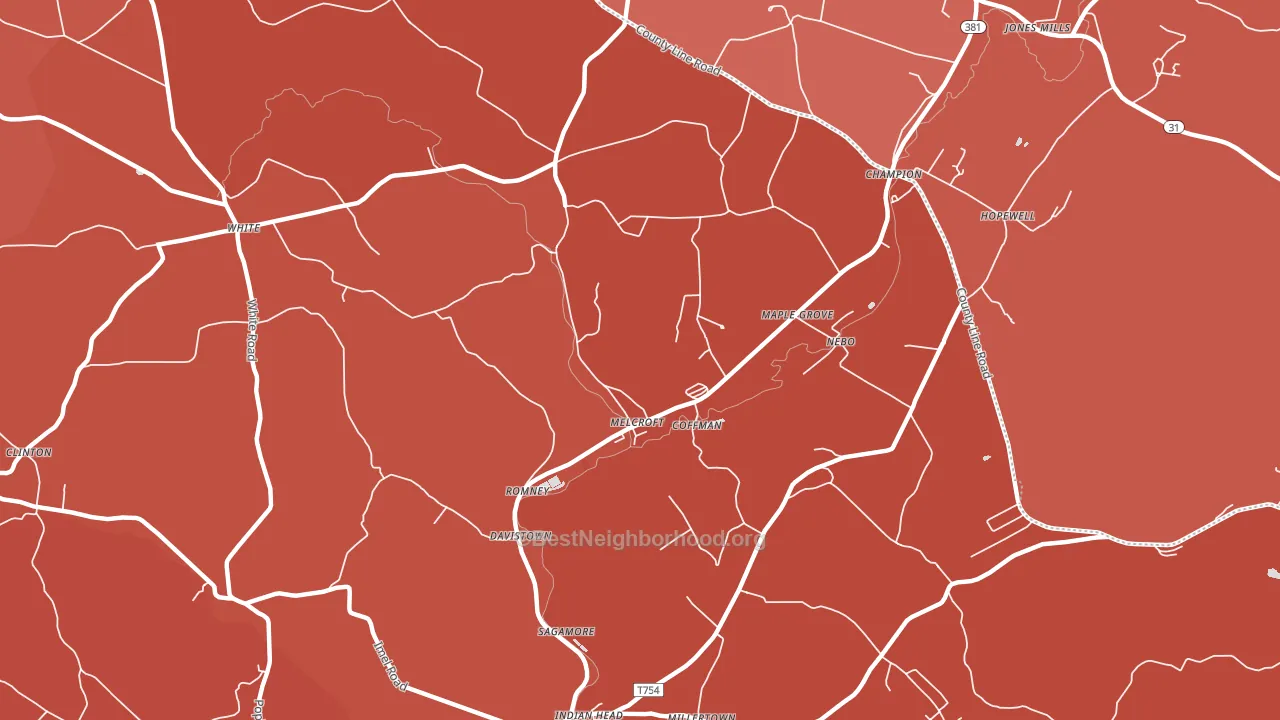 Melcroft, PA block-group political-lean map