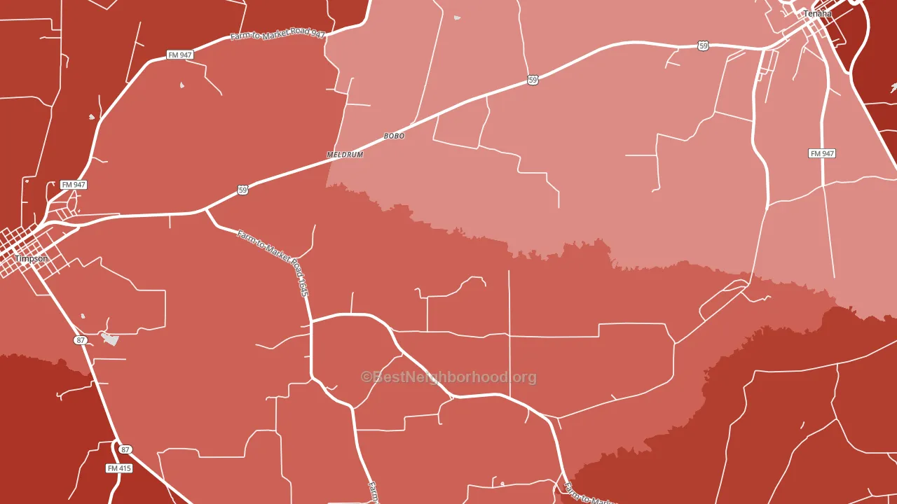 Meldrum, TX block-group political-lean map