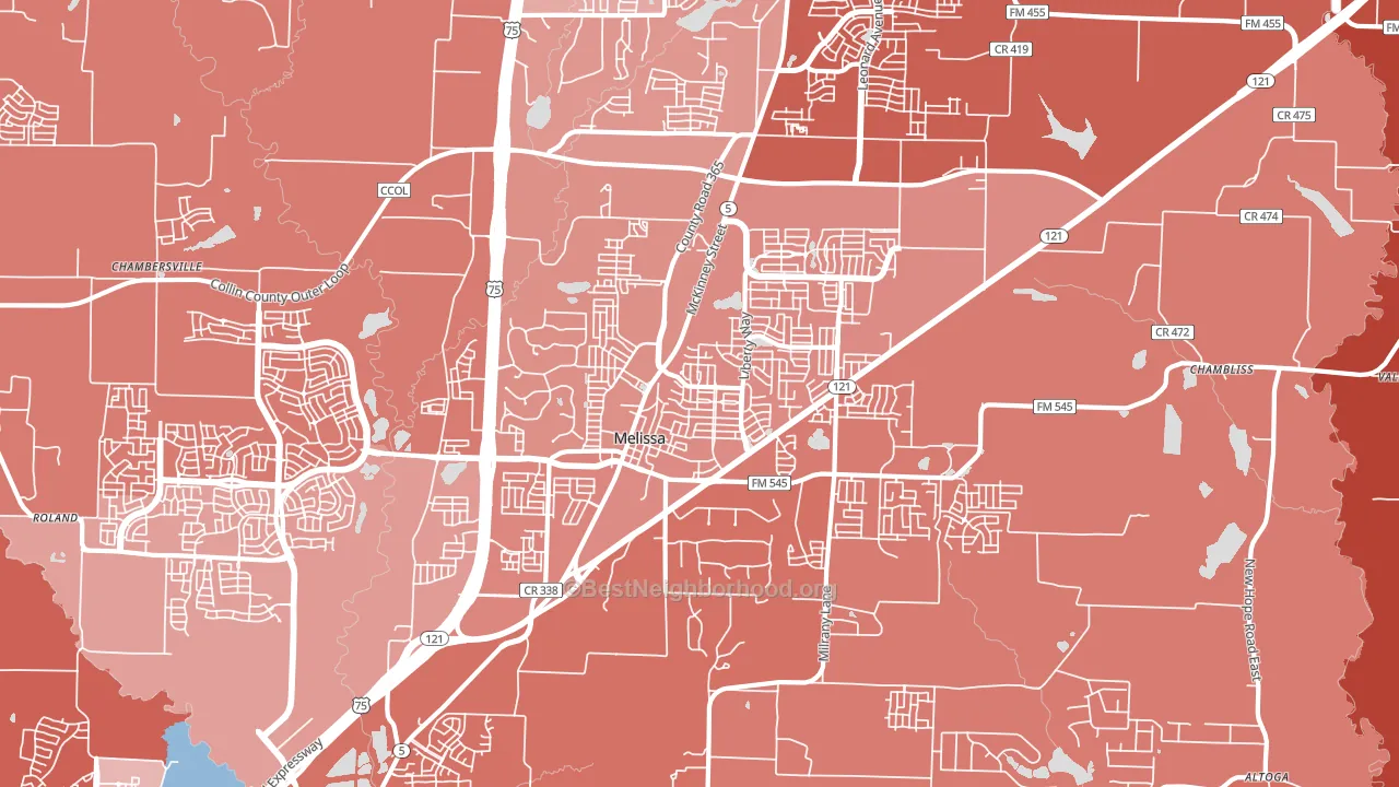 Melissa, TX block-group political-lean map