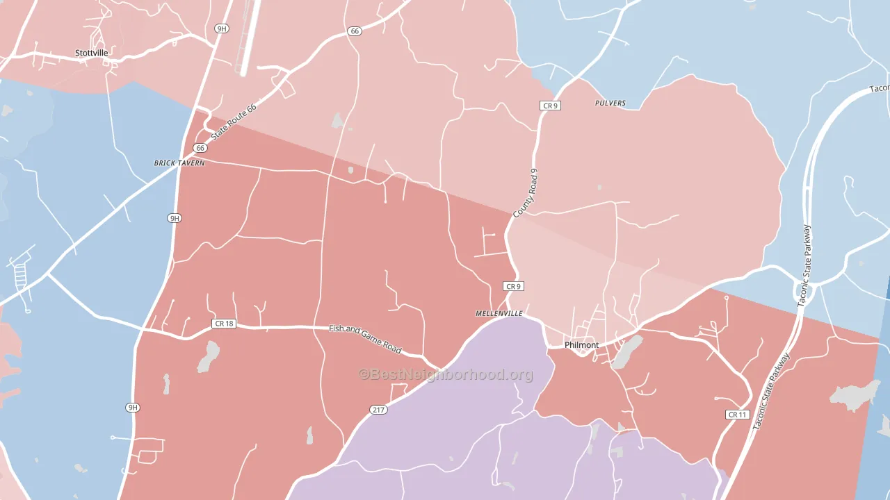 Mellenville, NY block-group political-lean map