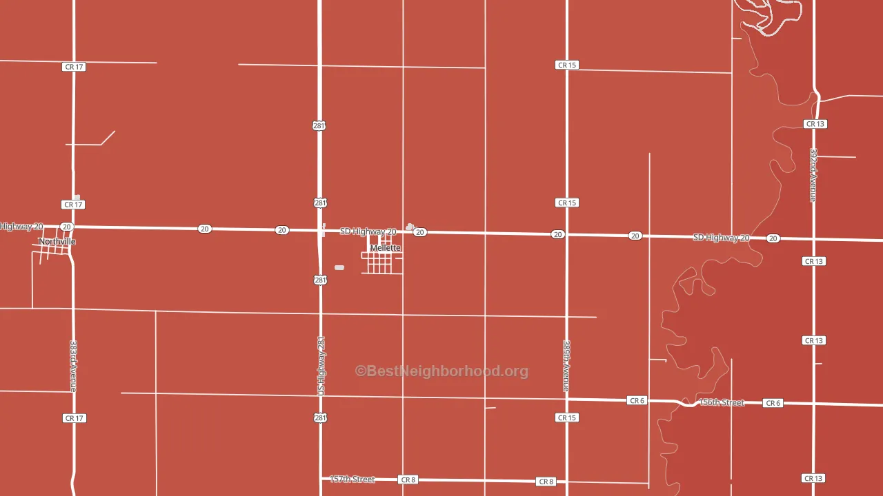 Mellette, SD block-group political-lean map