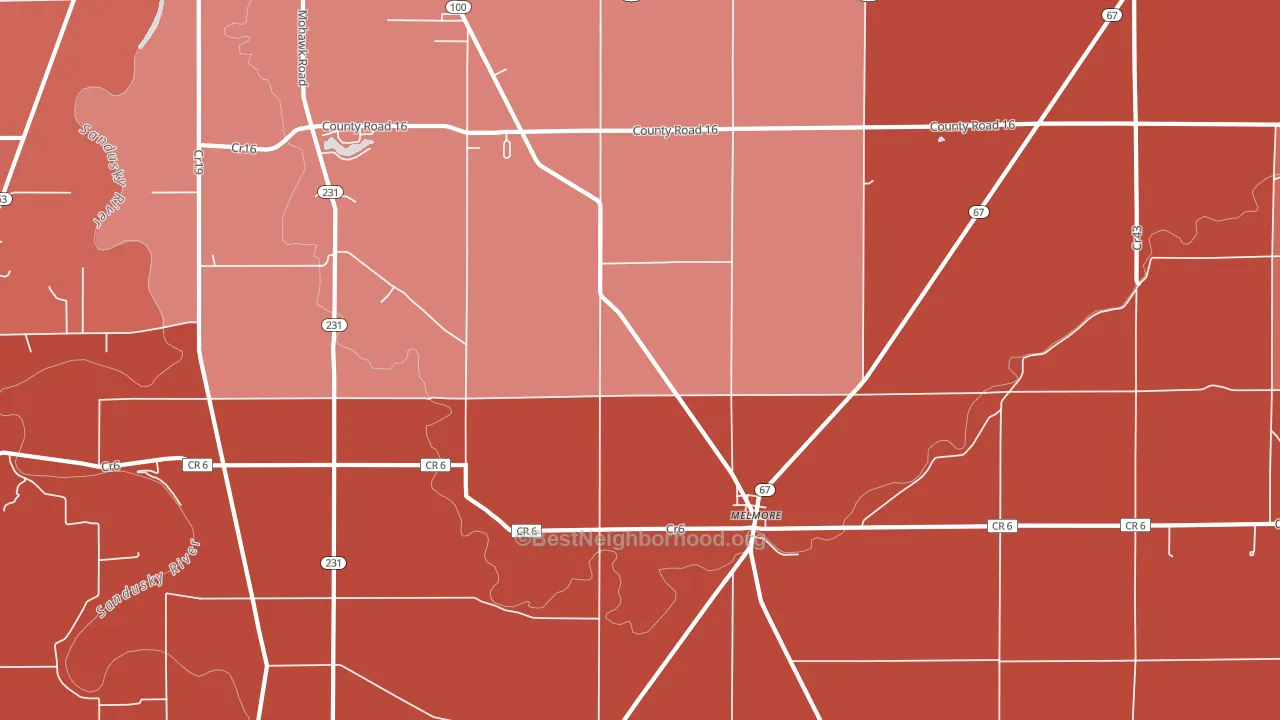 Melmore, OH block-group political-lean map