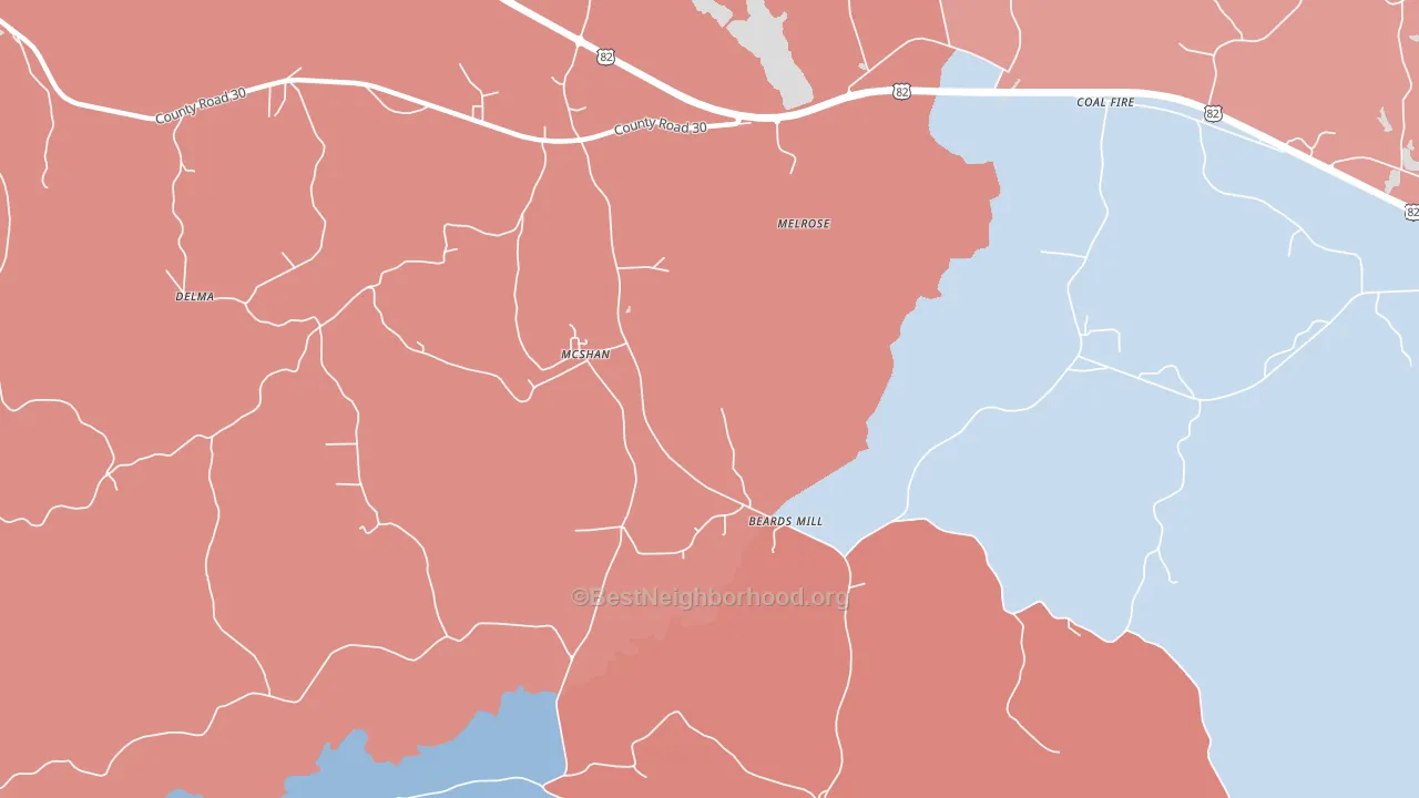 Melrose, AL block-group political-lean map