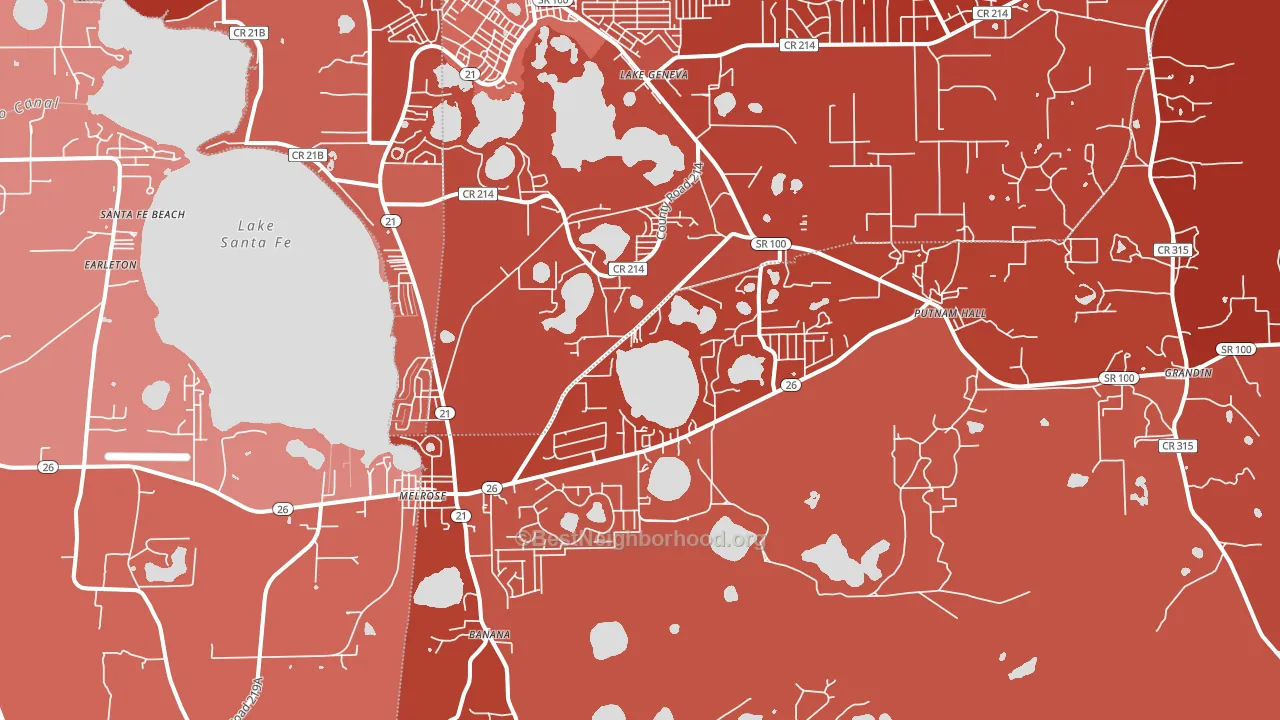 Melrose, FL block-group political-lean map