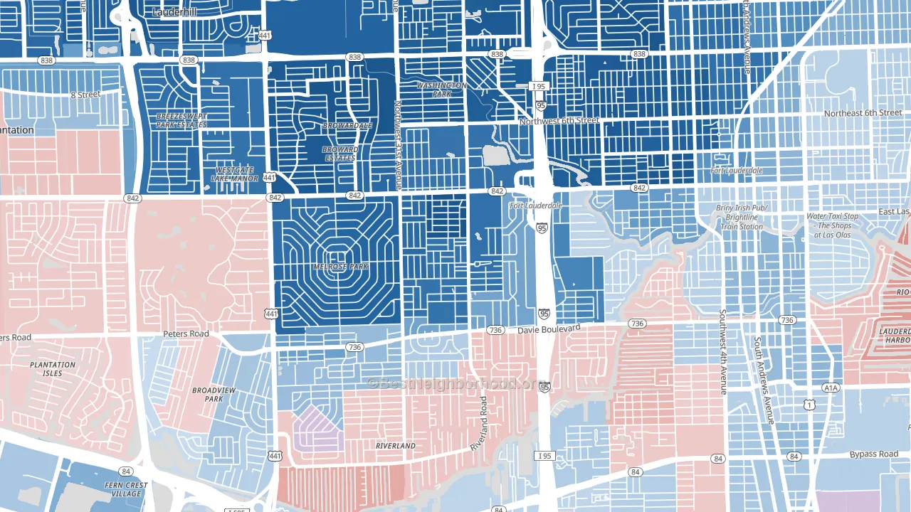 Melrose Manors, Fort Lauderdale, FL block-group political-lean map