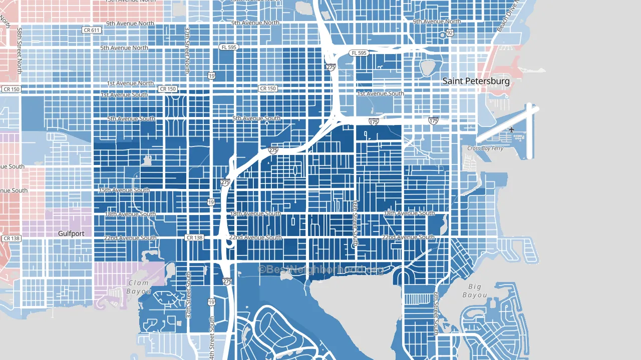 Melrose Mercy, St. Petersburg, FL block-group political-lean map