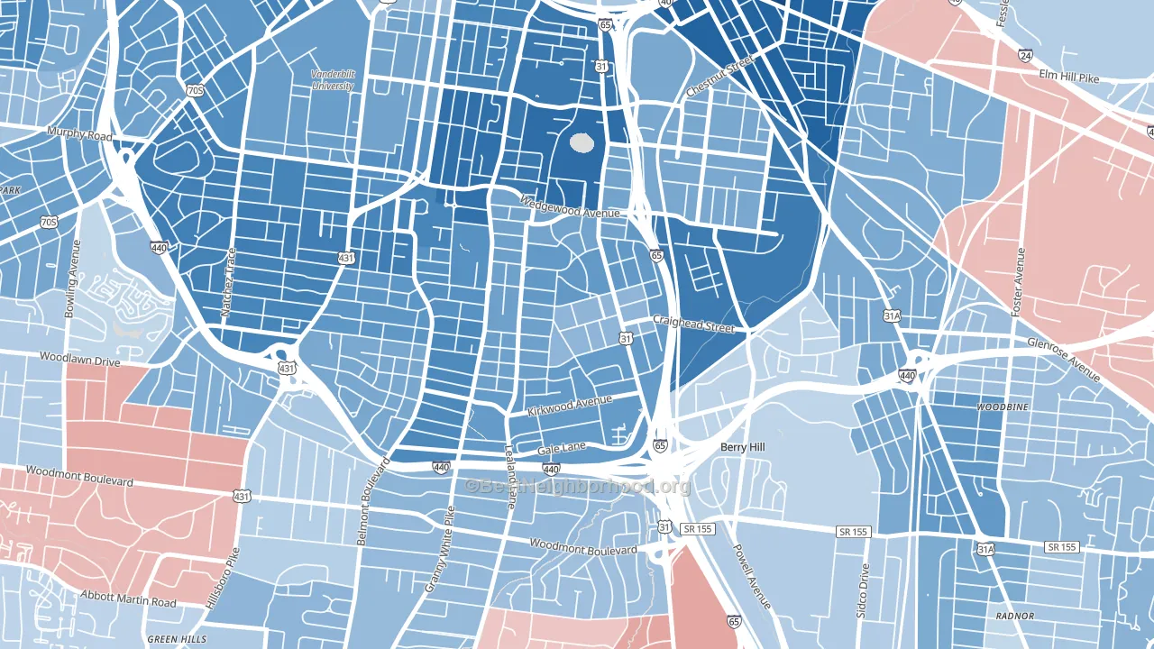 Melrose, Nashville, TN block-group political-lean map