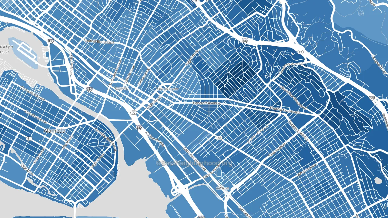 Melrose, Oakland, CA block-group political-lean map
