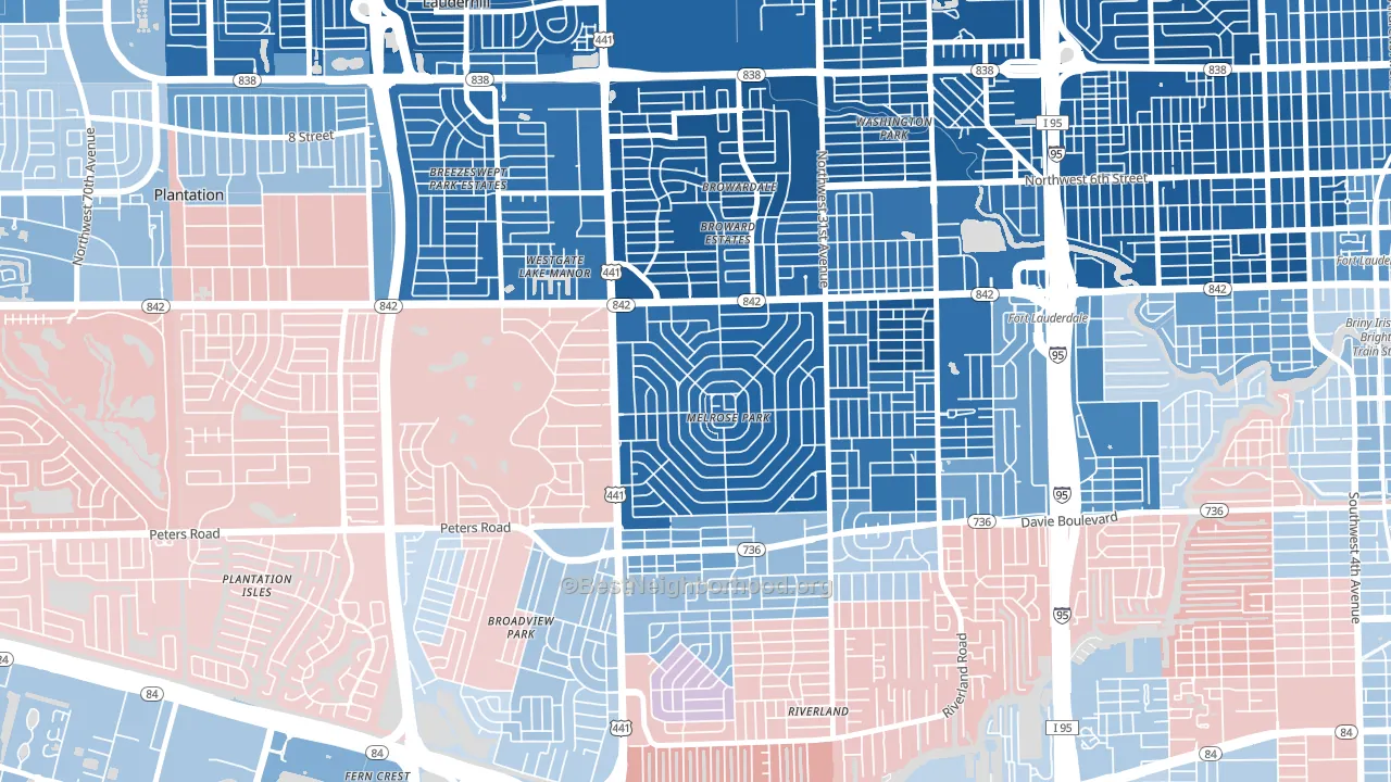 Melrose Park, Fort Lauderdale, FL block-group political-lean map
