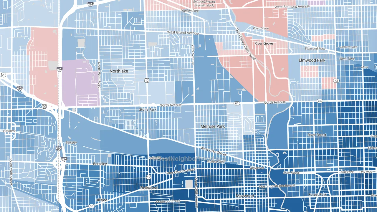 Melrose Park, IL block-group political-lean map