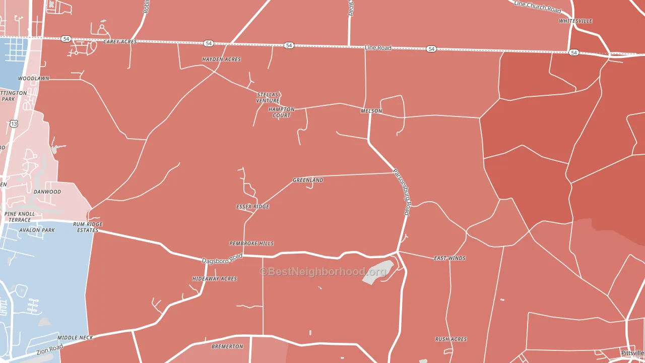 Melson, MD block-group political-lean map