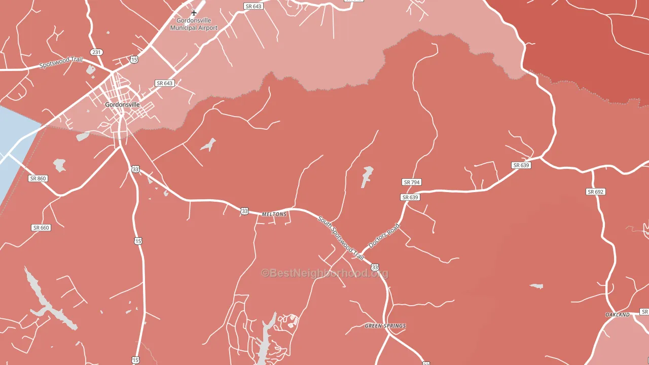 Melton, VA block-group political-lean map