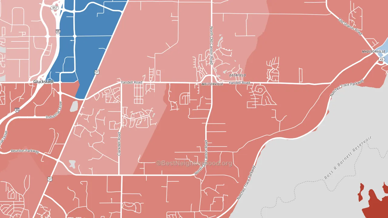 Meltonville, MS block-group political-lean map