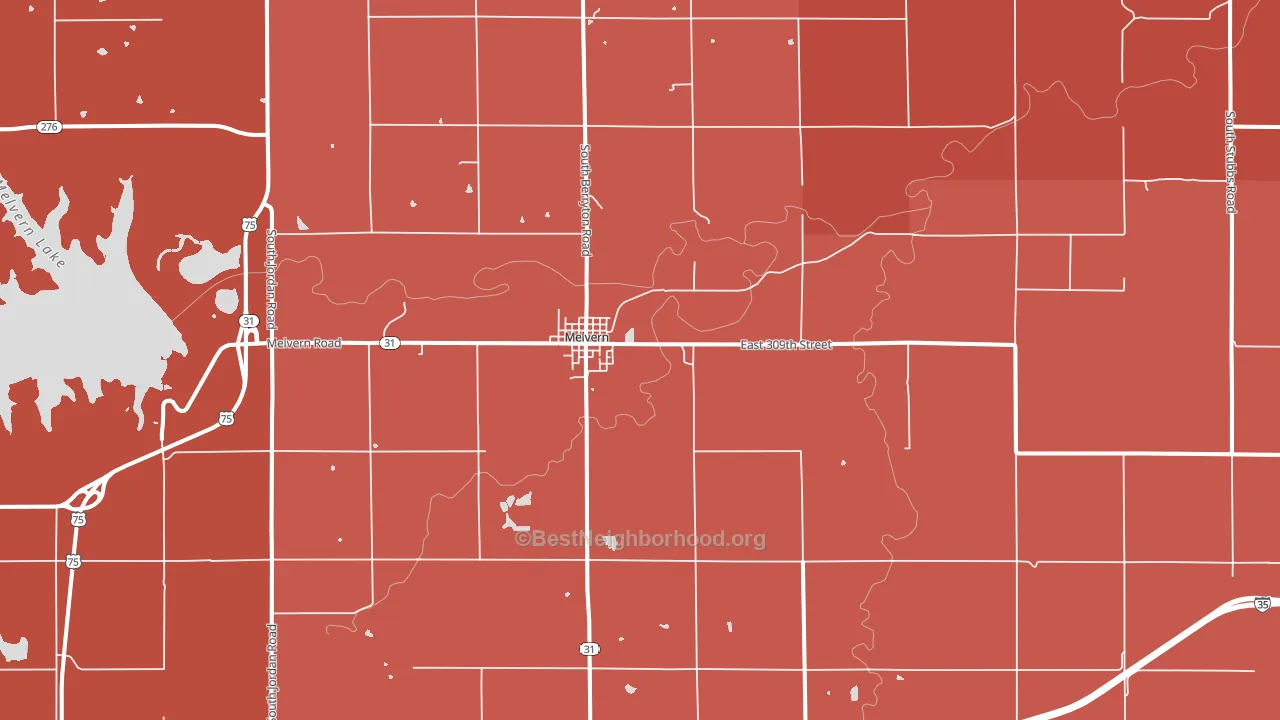 Melvern, KS block-group political-lean map