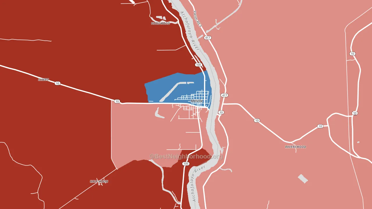 Melville, LA block-group political-lean map