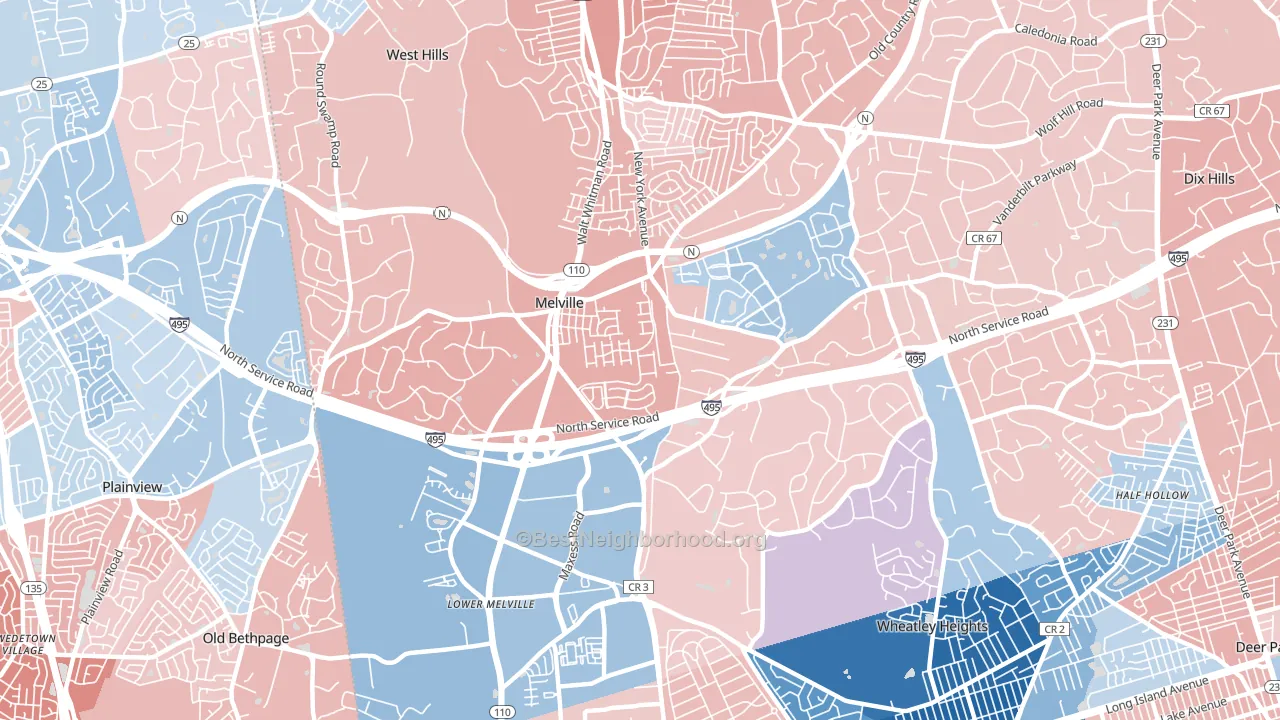 Melville, NY block-group political-lean map