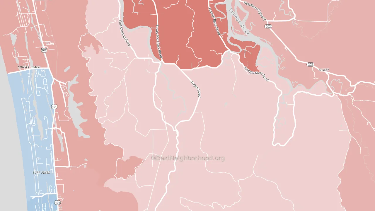 Melville, OR block-group political-lean map