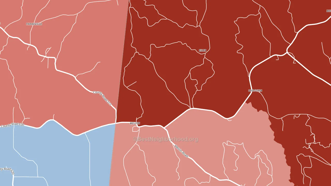 Melvin, AL block-group political-lean map