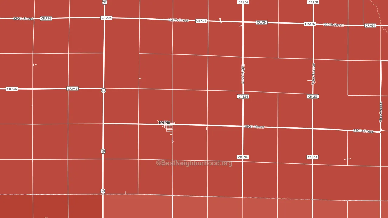 Melvin, IA block-group political-lean map