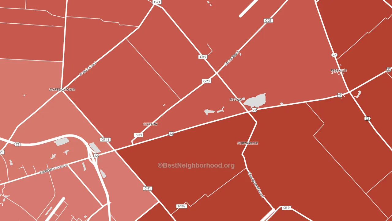 Melvin, OH block-group political-lean map