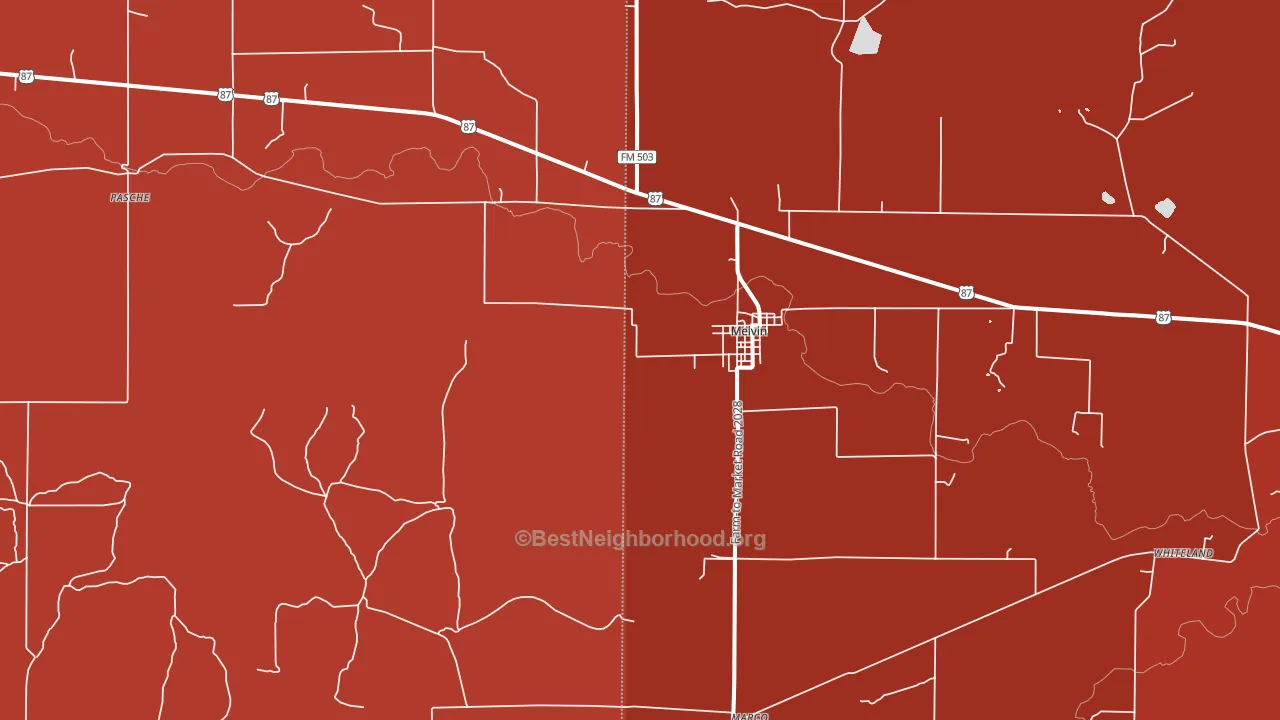 Melvin, TX block-group political-lean map
