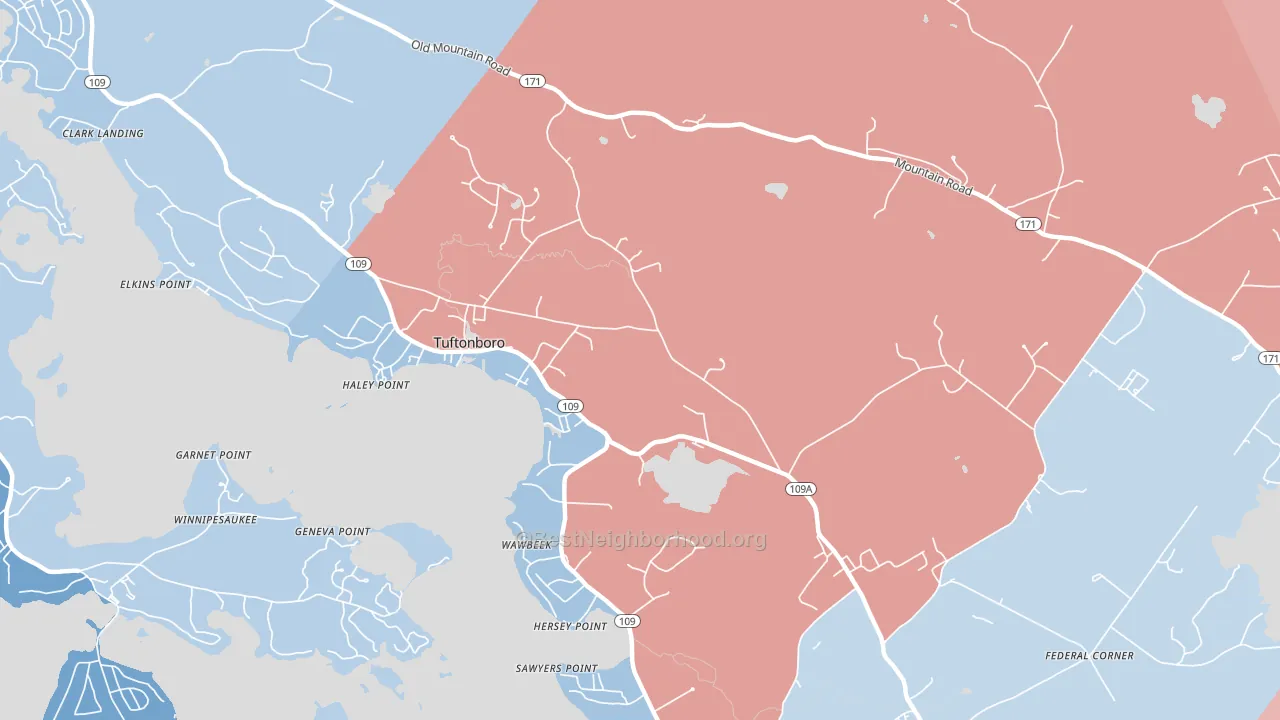 Melvin Village, NH block-group political-lean map